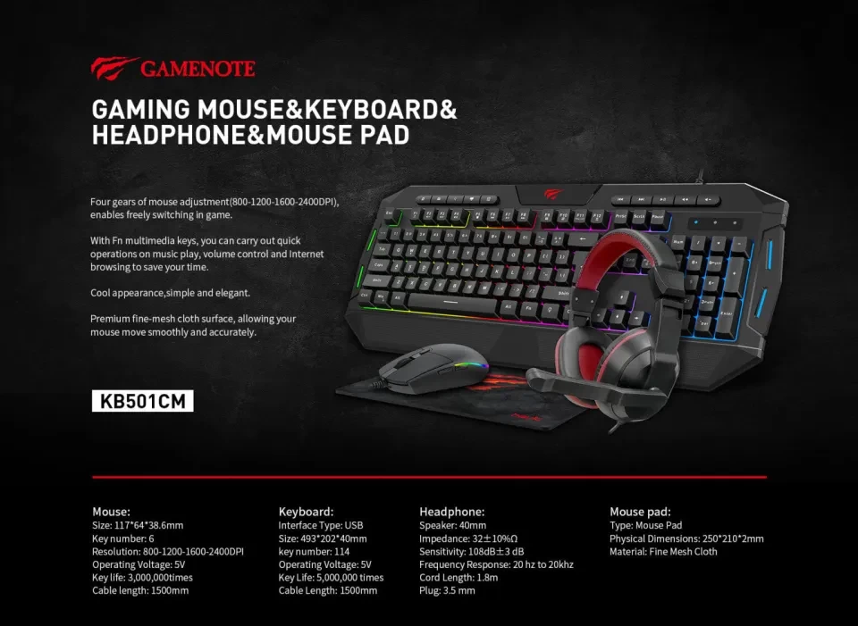 HAVIT KB501CM 4NI1 Gaming Combo