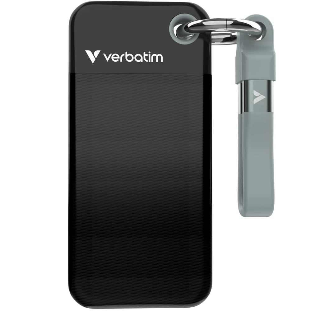 Verbatim Pocket SSD Keyring with cable attachment – 1TB Black/Grey