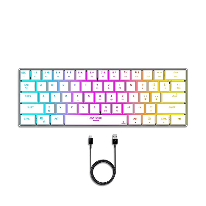 Ant Esports MK1500 Mini Retro Wireless Gaming Keyboard – White