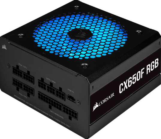 Corsair CX650F RGB, 80 PLUS Bronze Fully Modular ATX Power Supply (80 PLUS Bronze Certified, 120 mm RGB Fan, Optimised for Low Noise, 105°C Japanese Capacitors, Compact 140 mm Long Casing) Black CP-9020217-UK