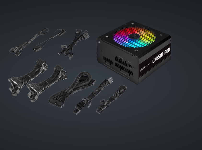 Corsair CX Series™ CX550F RGB — 550 Watt 80 Plus® Bronze Certified Fully Modular RGB PSU CP-9020216-UK