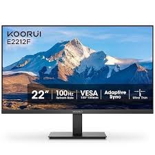 KOORUI 22 Inch Computer Monitor Full HD 1080P 100Hz PC Gaming Screen VA Panel Ultra-Slim Display 3000:1 Contrast Ratio with Adpitive Sync (HDMI/VGA/VESA Compatible 100x100mm/Audio Out), Tilt, Black