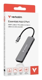 VERBATIM USB-C ESSENTIALS MULTIPORT HUB 6 PORT