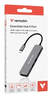 VERBATIM USB-C ESSENTIALS MULTIPORT HUB 6 PORT