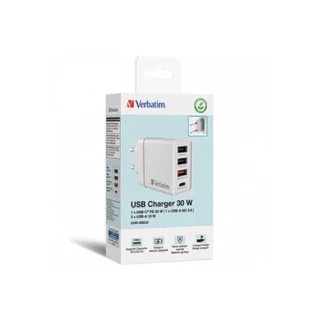 VERBATIM CHR‑30EU2 USB Charger 30W – White (EU Plug)