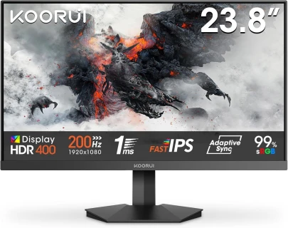 KOORUI G2411P 24" Gaming Monitor – 200Hz, IPS, FHD 1080P, 1ms, HDR 400, Adaptive Sync