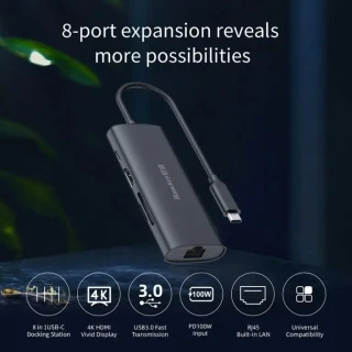 HUNTKEY 8-in-1 USB-C Multifunction Docking Station