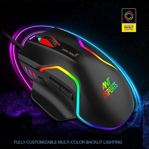 Ant Esports GM320 12800DPI RGB Wired Gaming Mouse Black