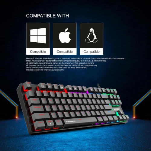 Ant Esports MK1000 Mechanical Wired Gaming Keyboard Black Hot-Swappable Per-Key RGB Red Outemu Switches
