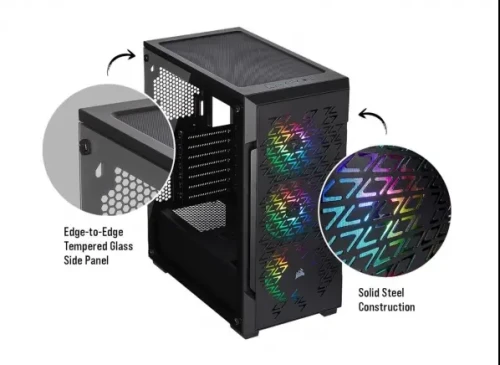 Corsair iCUE 220T RGB Airflow Tempered Glass Mid‑Tower ATX Gaming Case – Black (CC‑9011173‑WW)