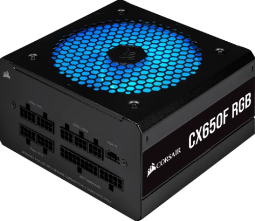 Corsair CX650F RGB, 80 PLUS Bronze Fully Modular ATX Power Supply (80 PLUS Bronze Certified, 120 mm RGB Fan, Optimised for Low Noise, 105°C Japanese Capacitors, Compact 140 mm Long Casing) Black CP-9020217-UK