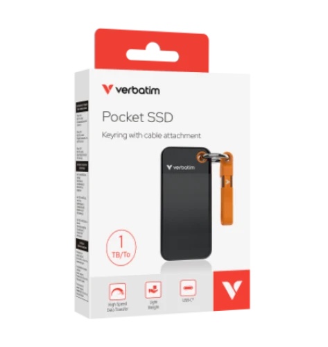 Verbatim Pocket SSD Keyring with cable attachment – 1TB Black/Grey