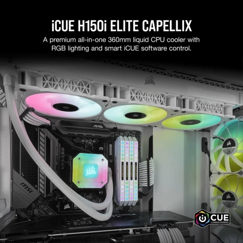 CORSAIR iCUE H150i ELITE CAPELLIX Liquid CPU Cooler — White