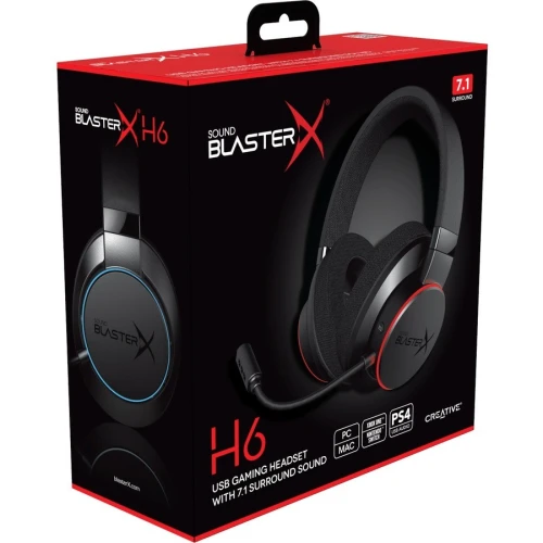 Creative Sound BlasterX H6 Gaming Headset with Detachable Noise-Cancelling Microphone