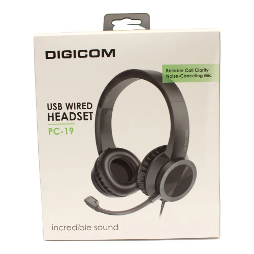 DIGICOM PC‑19 USB Wired Headset with Microphone