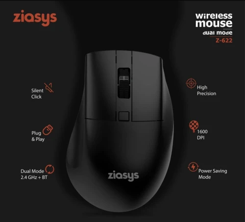 Ziasys Z-622 Wireless Bluetooth Mouse Dual Mode