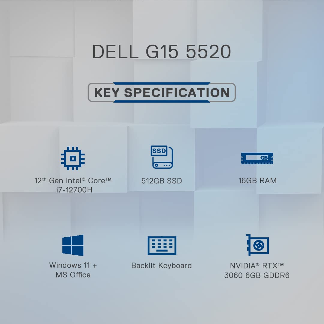 Dell Inspiron G15 5520 I7 12700H | 16Gb RAM | 512GB | NVDIA RTX 3060 6GB GDDR6 | FHD | Office