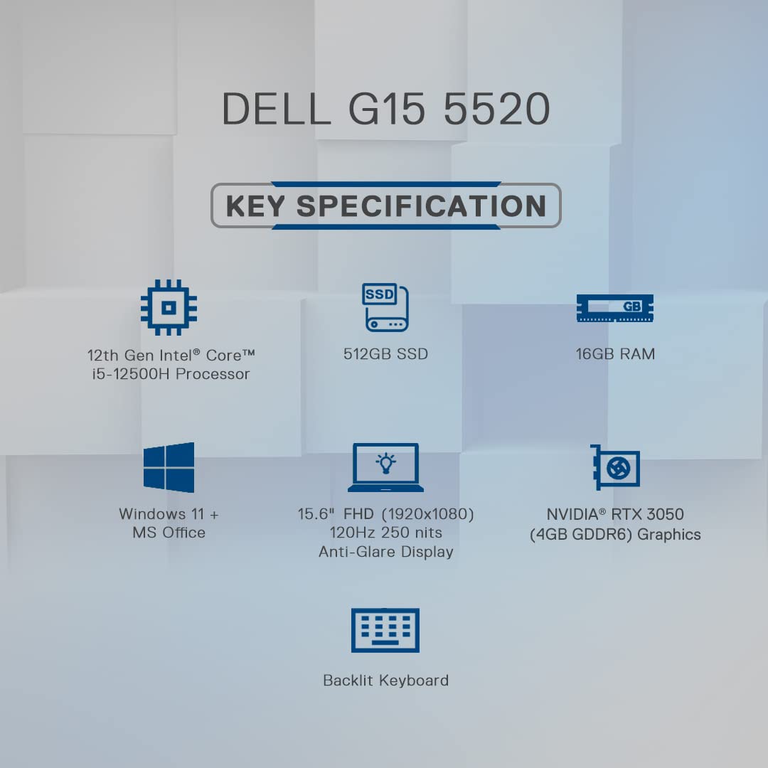 Dell Inspiron G15 5520 I5 12500H | 16Gb RAM | 512GB | NVDIA RTX 3050 4GB GDDR6 | FHD | Office